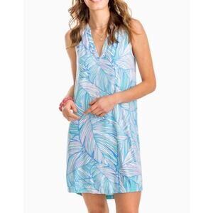 Southern Tide Jamie Palm Print V-Neck Sleeveless Dress sz S